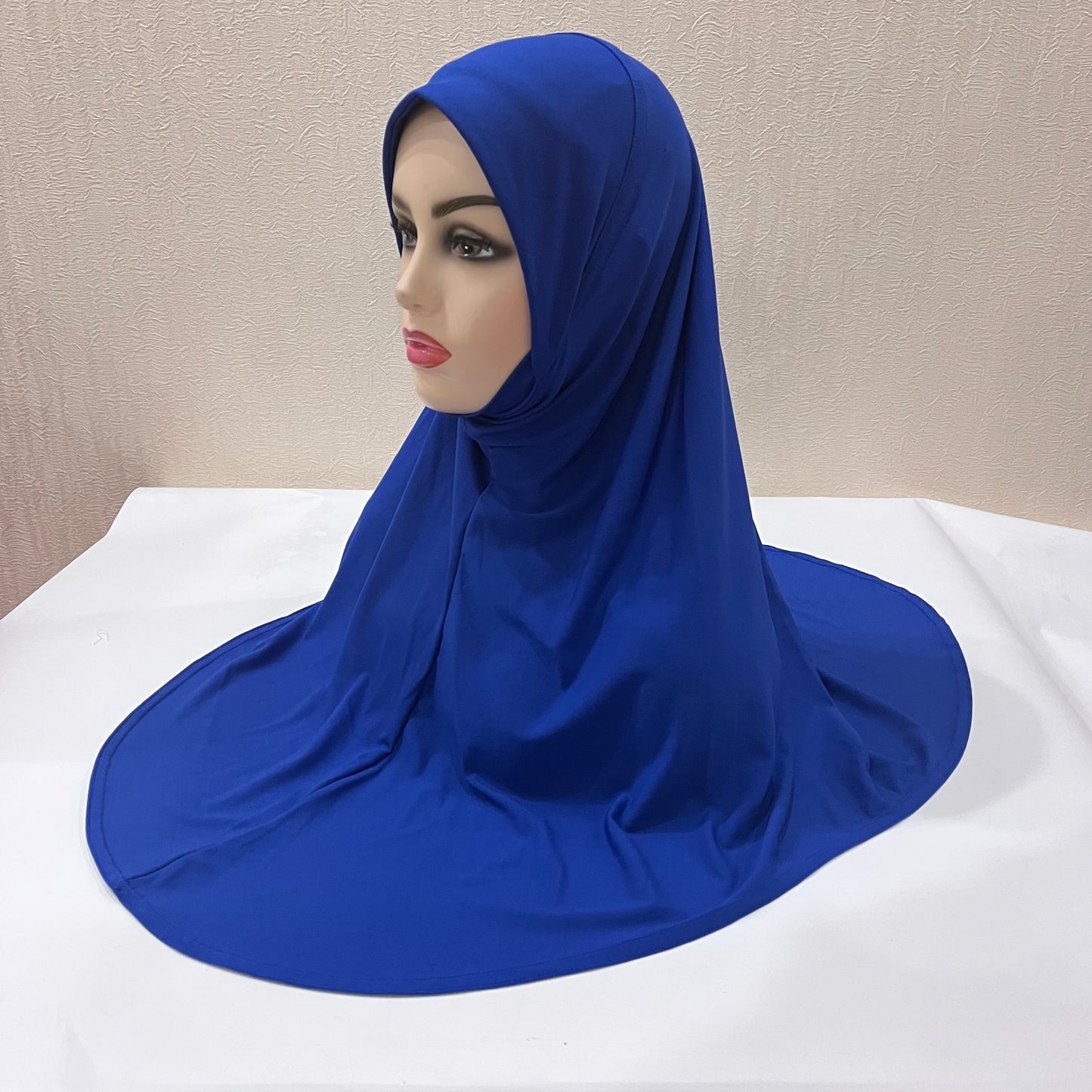 H124 plain large size muslim hijab with chin part top quality amira pull on islamic scarf hot sell headscarf ramadan pray hats