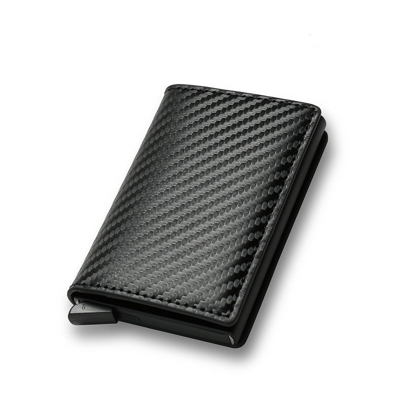 Custom Card Holder Men Wallets Rfid Black Carbon Fiber Leather Minimalist Wallet Gifts For Men Personalized Carteira Masculina