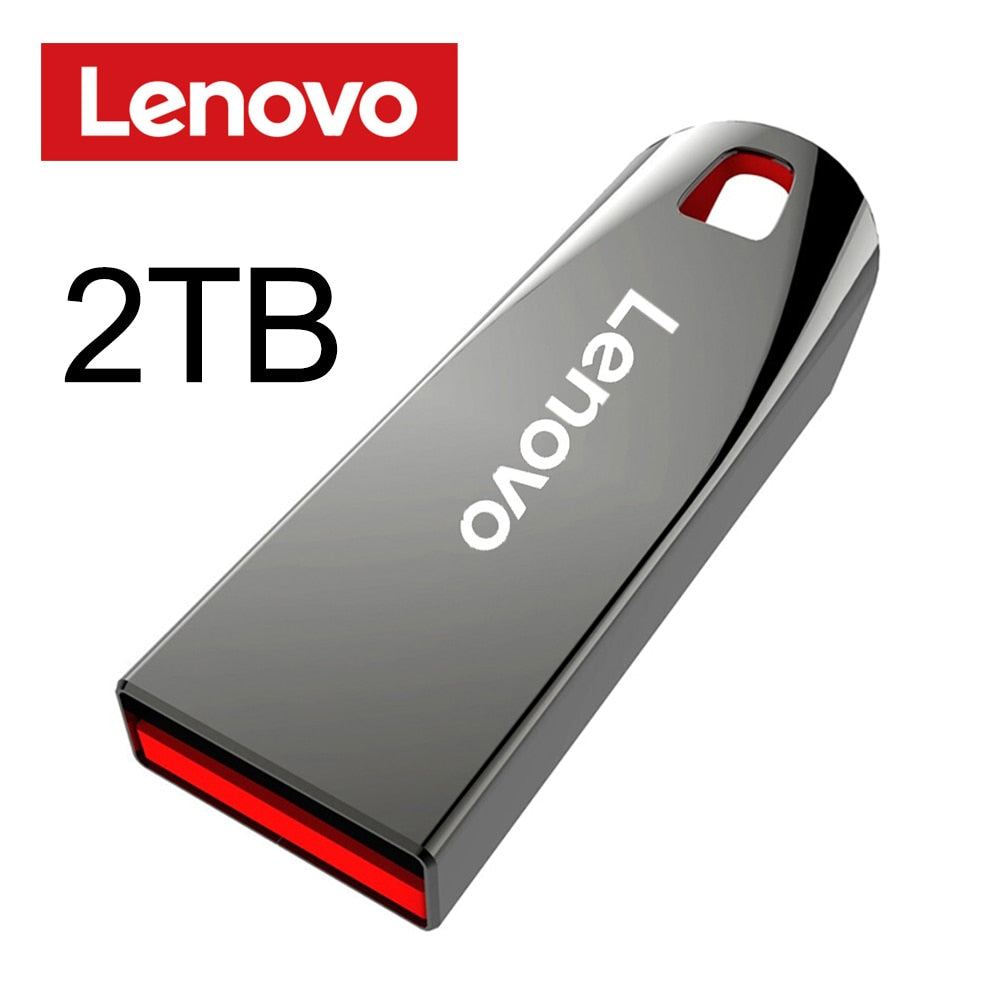 Lenovo 2TB USB Flash Drives Mini Metal Real Capacity Memory Stick Black Pen Drive Creative Business Gift Silver Storage U Disk