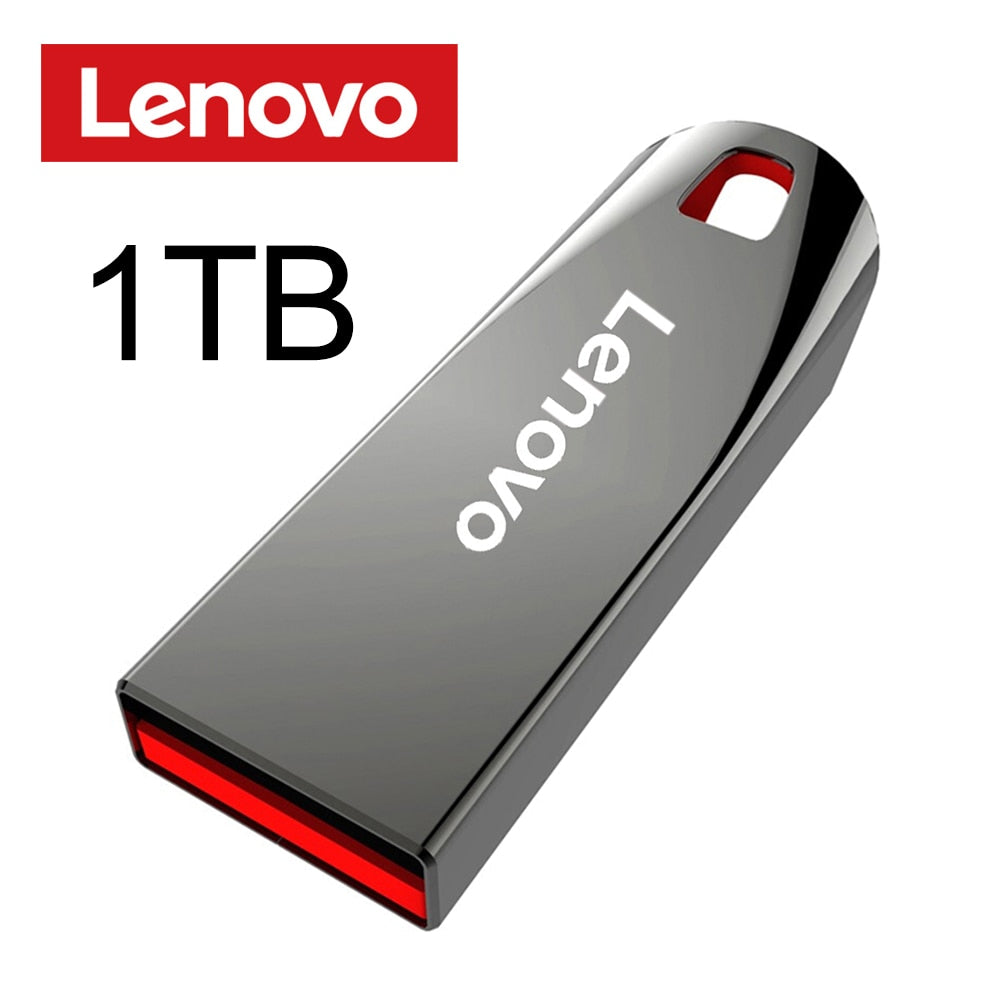 Lenovo 2TB USB Flash Drives Mini Metal Real Capacity Memory Stick Black Pen Drive Creative Business Gift Silver Storage U Disk