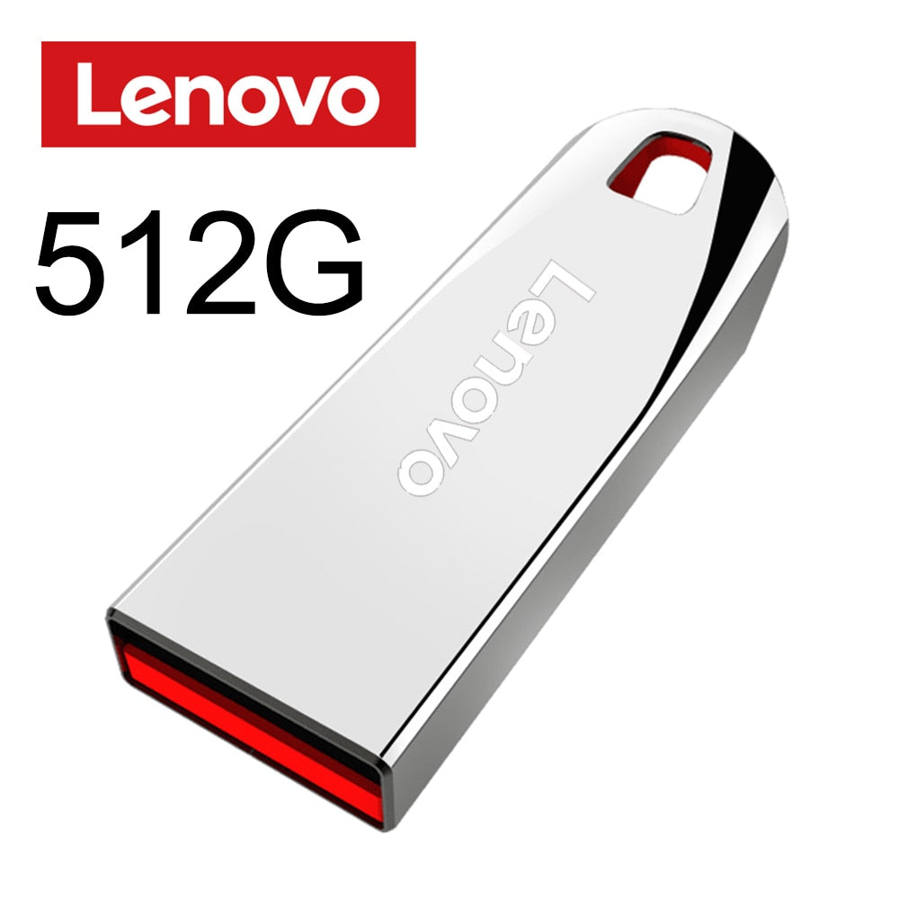 Lenovo 2TB USB Flash Drives Mini Metal Real Capacity Memory Stick Black Pen Drive Creative Business Gift Silver Storage U Disk