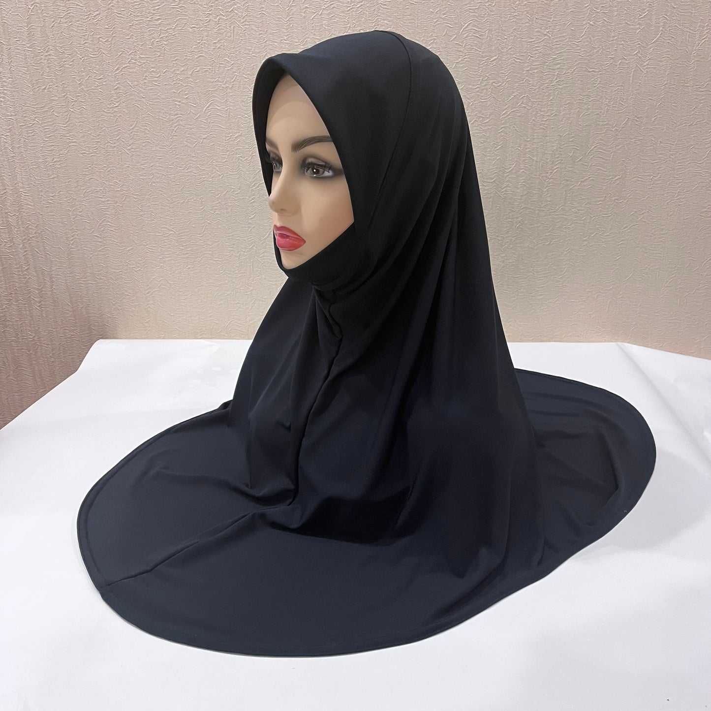 H124 plain large size muslim hijab with chin part top quality amira pull on islamic scarf hot sell headscarf ramadan pray hats