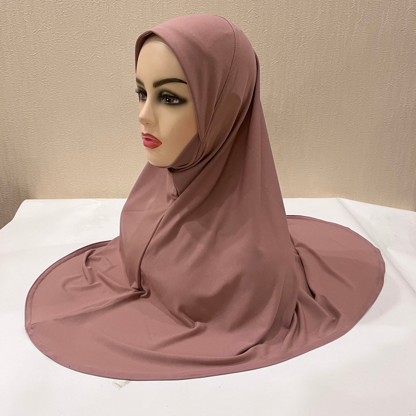 H124 plain large size muslim hijab with chin part top quality amira pull on islamic scarf hot sell headscarf ramadan pray hats