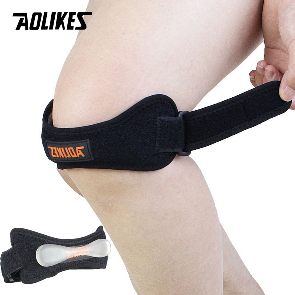 AOLIKES 1PCS Adjustable Knee Pad Knee Pain Relief Patella Stabilizer Brace Support for Hiking Soccer Basketball Running  Sport