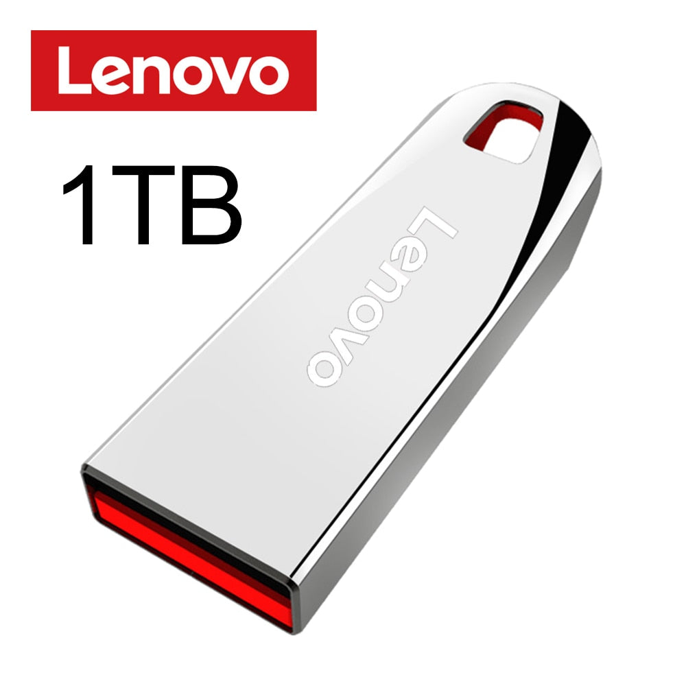 Lenovo 2TB USB Flash Drives Mini Metal Real Capacity Memory Stick Black Pen Drive Creative Business Gift Silver Storage U Disk