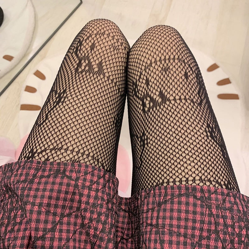 Women Breathable Thin Section Kitty Cat Nightclub Black Silk Lolita Pantyhose Sexy Tights Knee High Stocking Fishnet Girls Gifts