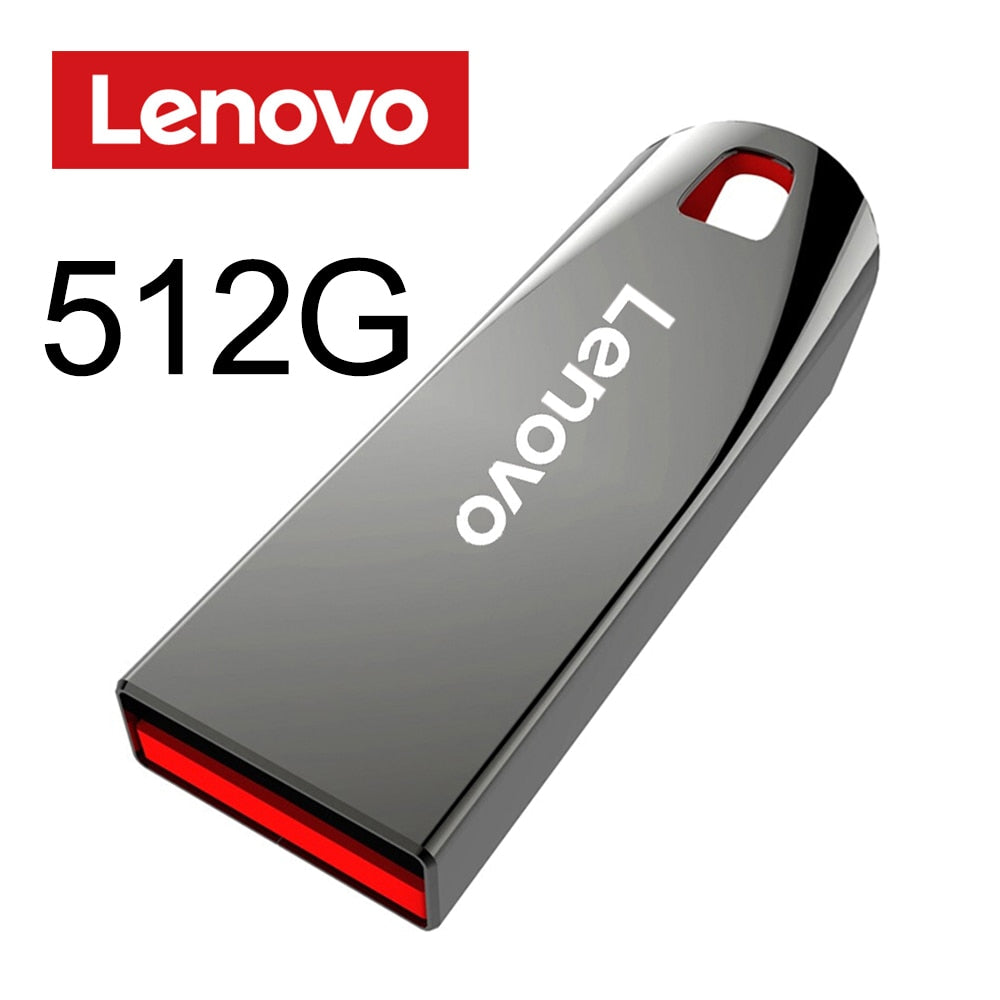 Lenovo 2TB USB Flash Drives Mini Metal Real Capacity Memory Stick Black Pen Drive Creative Business Gift Silver Storage U Disk